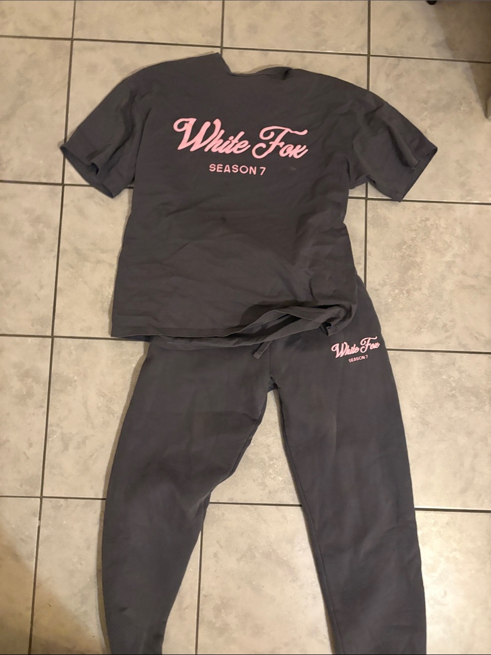 White fox dark grey matching set